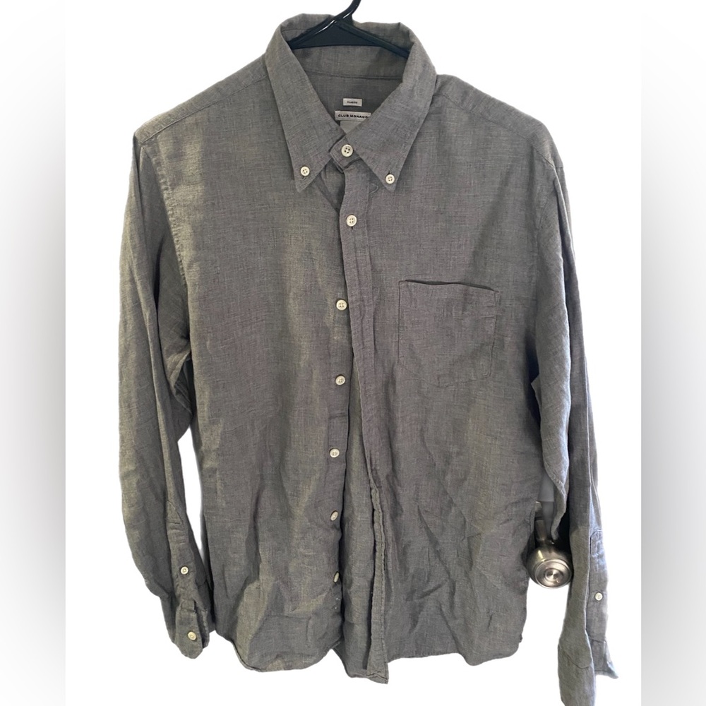Club Monaco Heather Grey Casual Button-Down Shirt